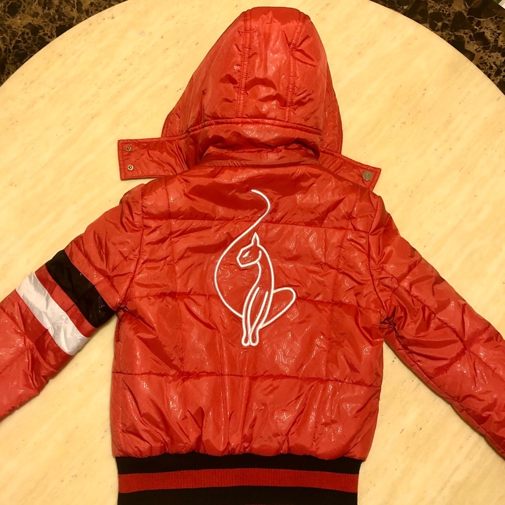 New Baby Phat Hooded Logo Bomber Jacket Red S/M/L